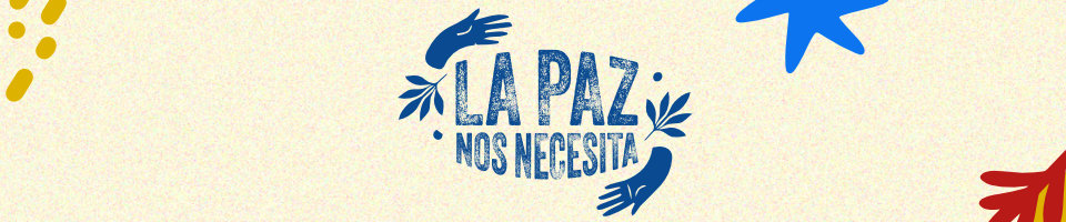 Botón con ilustración alusiva a la construcción de paz y acceso a más información.