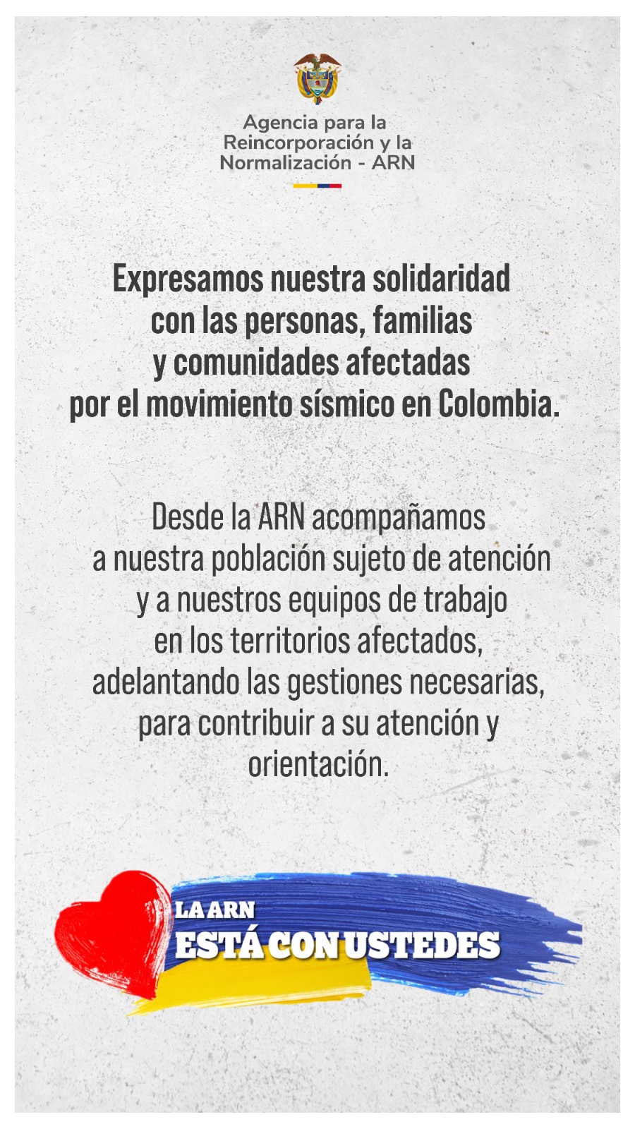 Acompañamiento territorial de la ARN a las poblaciones afectadas