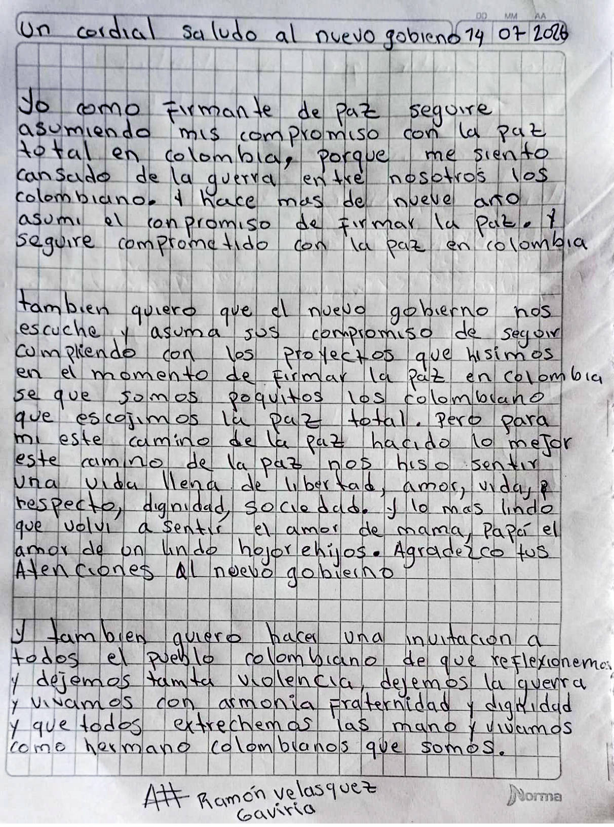 Carta escrita 1.
