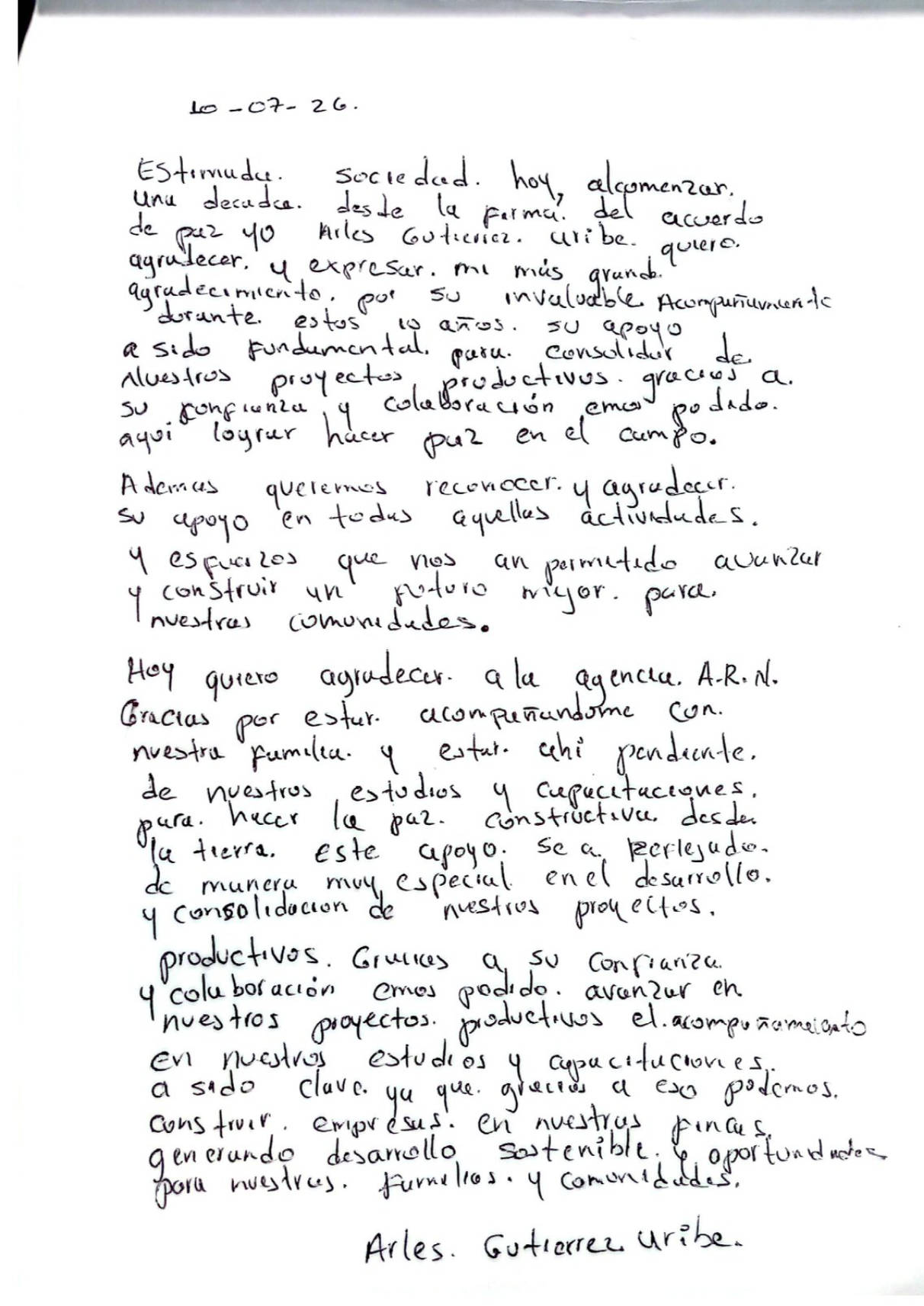 Carta escrita 1.