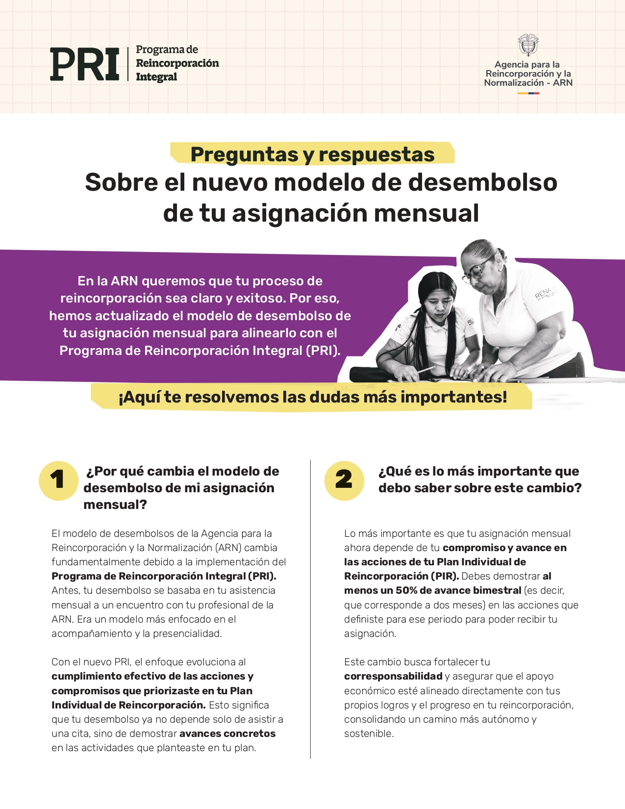 Infografía página 1 sobre nuevo modelo de desembolso mensualidad