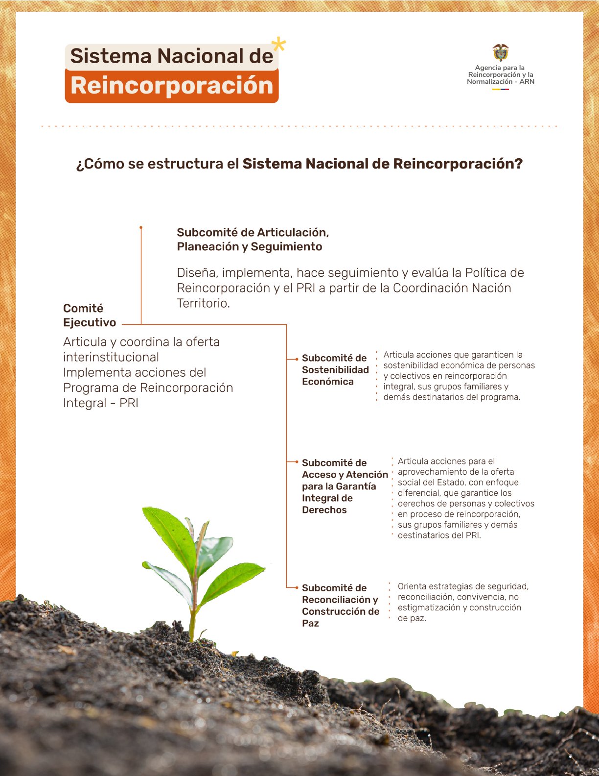 Infografía sobre Sistema Nacional de Reincorporación