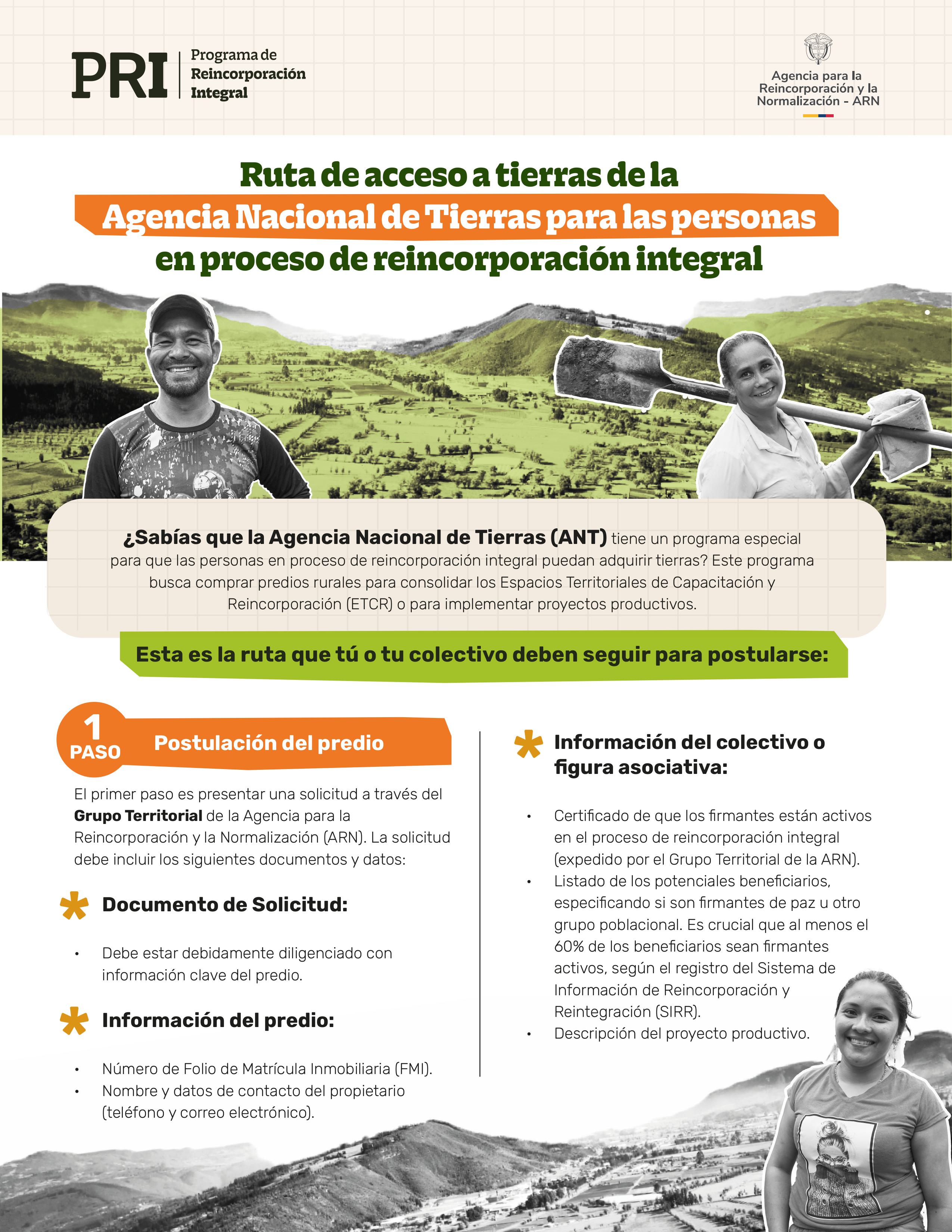 Infografía sobre Ruta acceso a tierras ANT