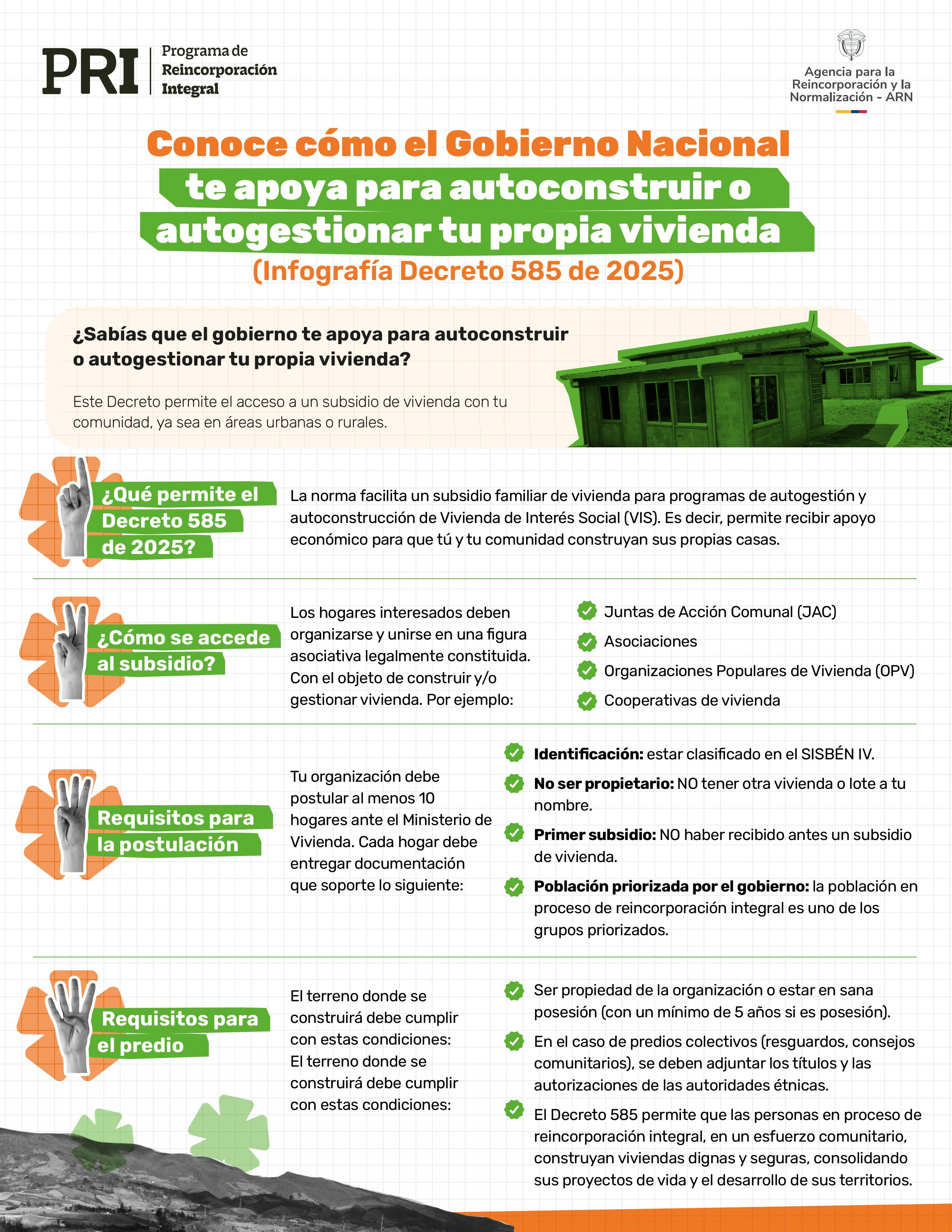 Infografía sobre subsidio Gobierno Nacional