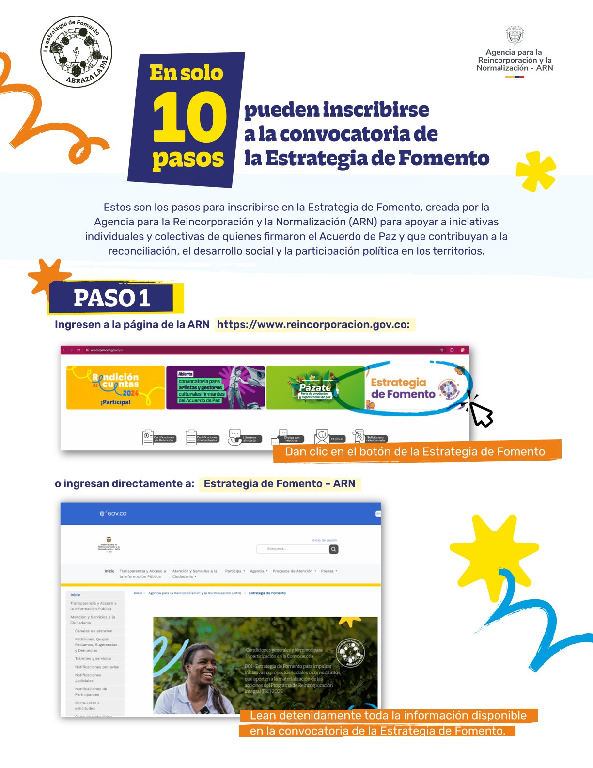 Infografía sobre Pasos de inscripción Convocatoria Estrategia de Fomento