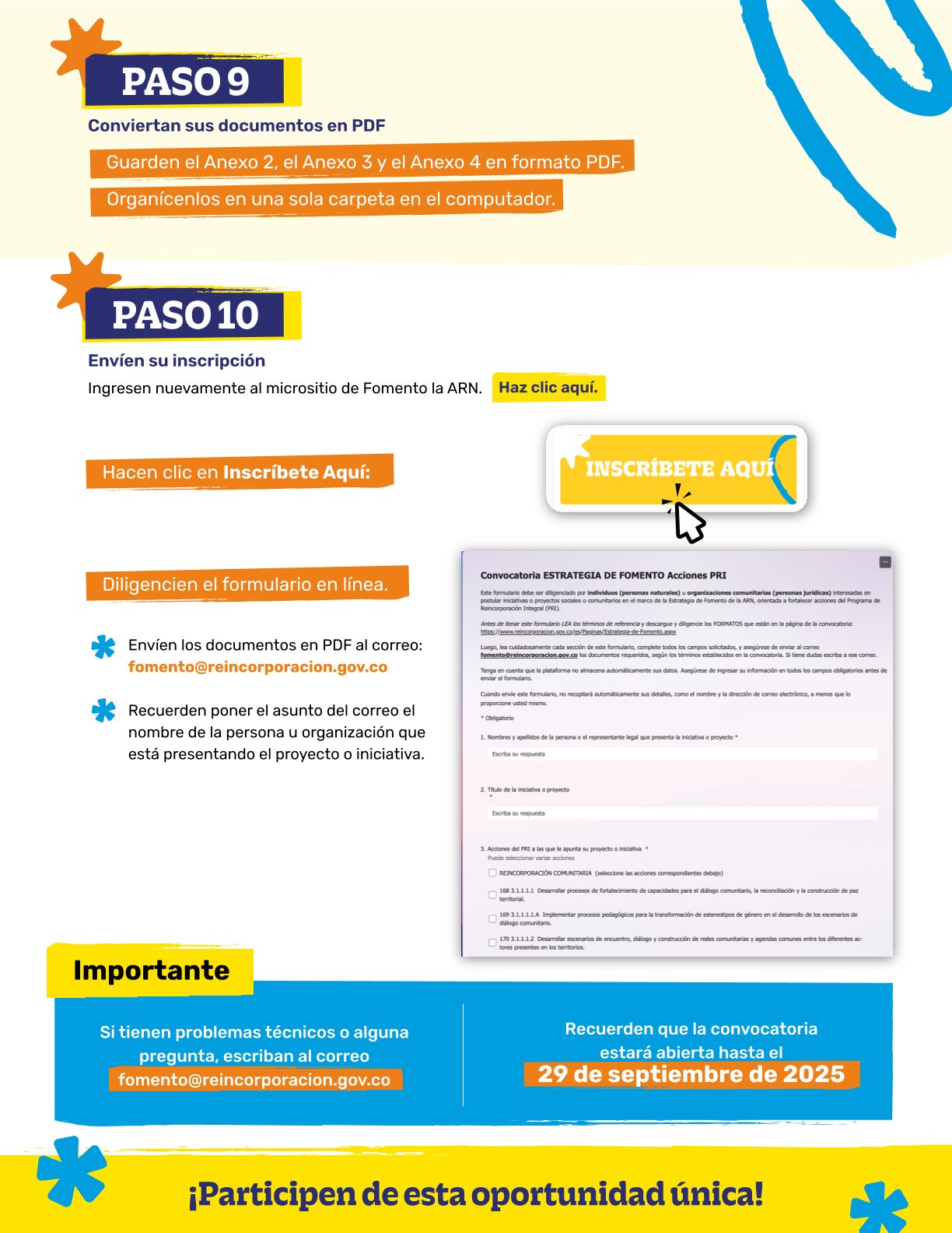 Infografía sobre Pasos de inscripción Convocatoria Estrategia de Fomento
