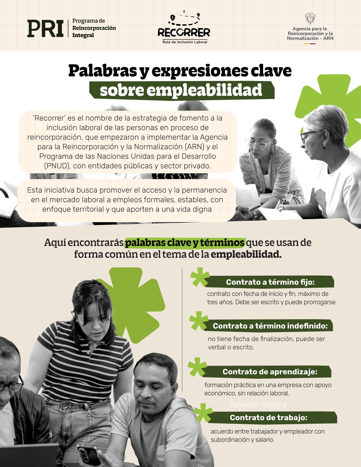 Infografía sobre palabras y expresiones clave sobre empleabilidad