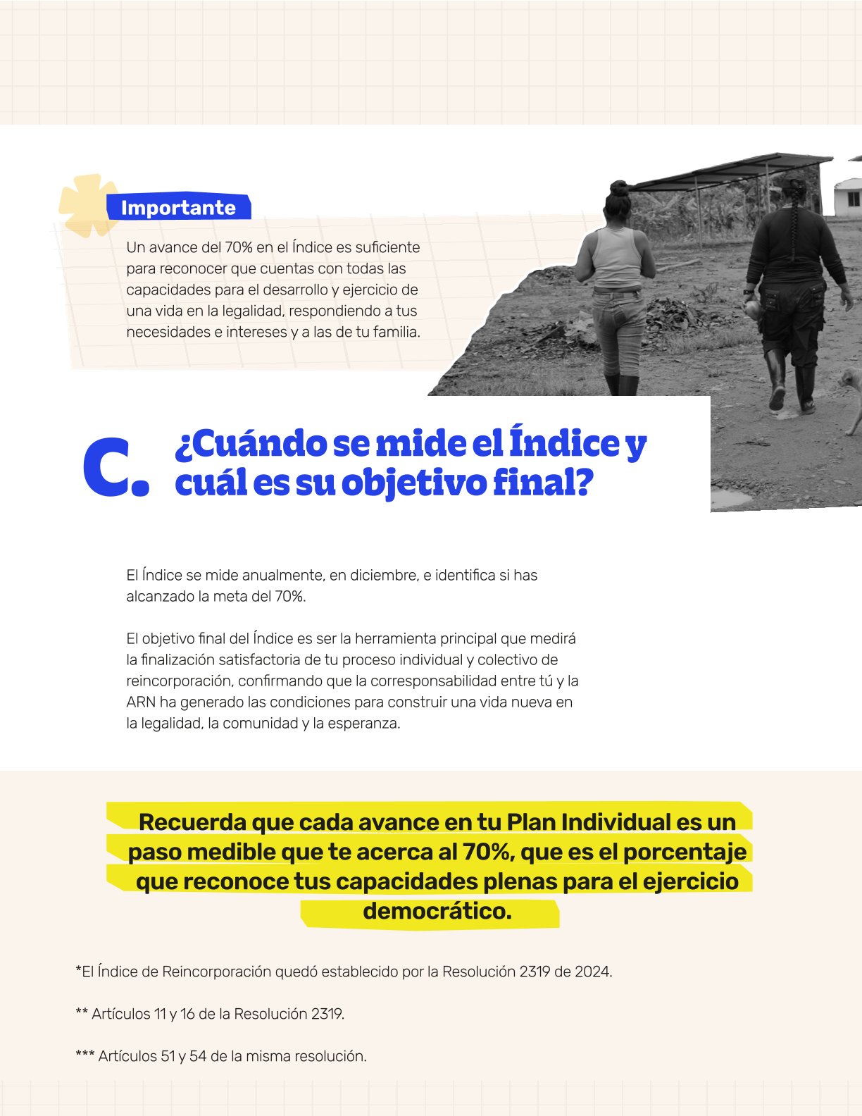 Infografía sobre Índice de Reincorporación: proceso a la medida de las y los firmantes.