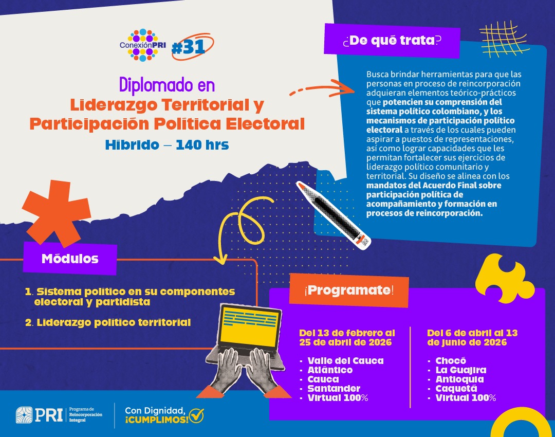 Infografía sobre Oferta en formación: reincorporación política.
