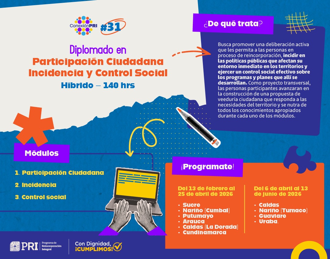 Infografía sobre Oferta en formación: reincorporación política.