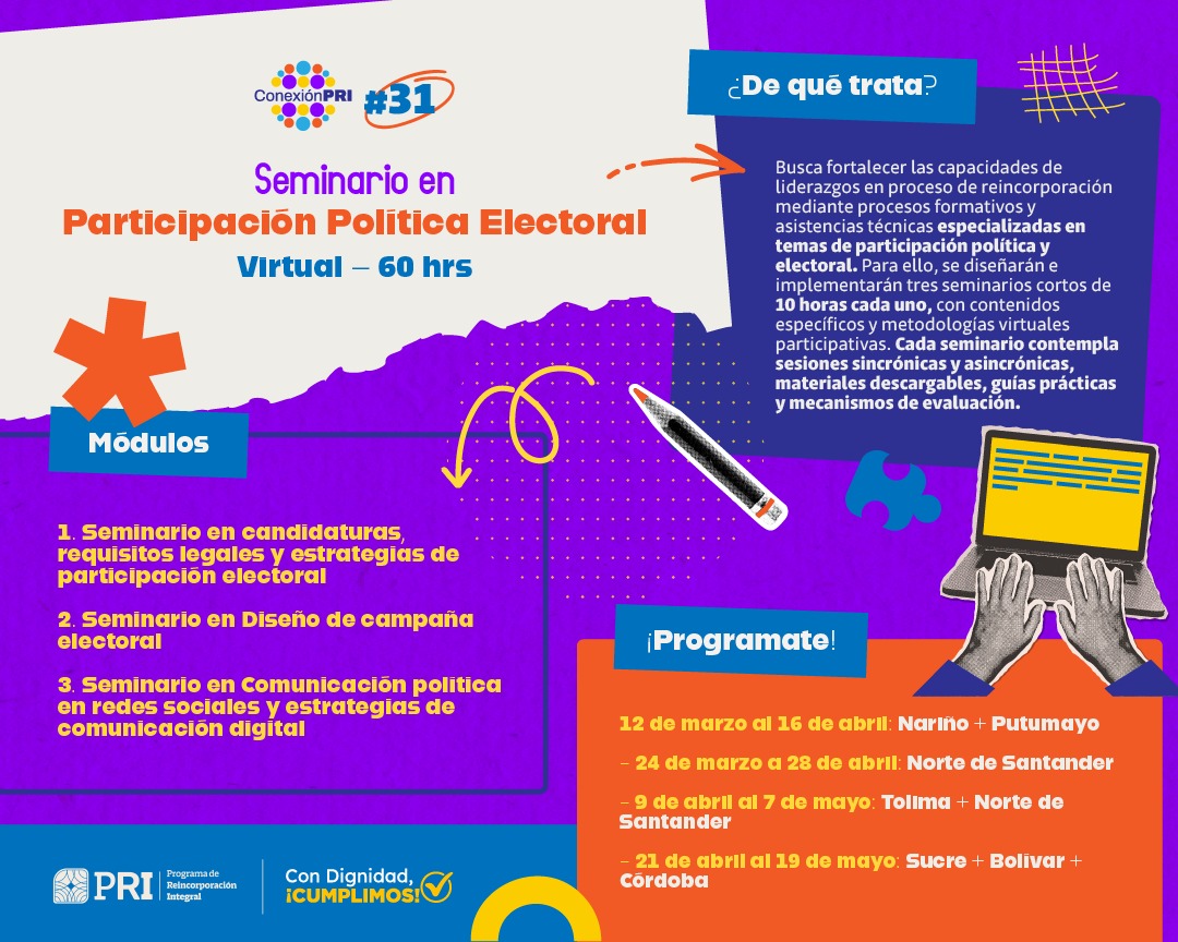 Infografía sobre Oferta en formación: reincorporación política.