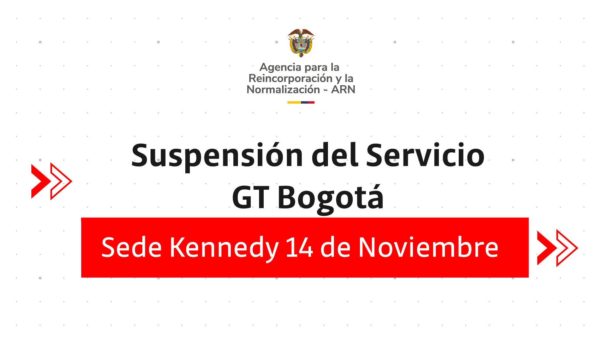 Suspensión temporal de atención en sede Soacha de la ARN
