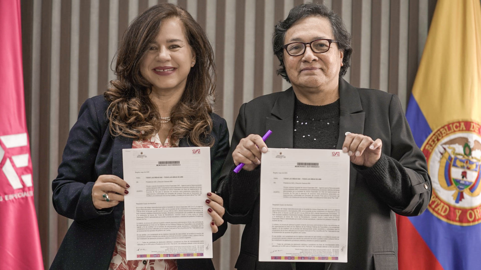 directora de la ARN y de la SAE con acuerdo firmado