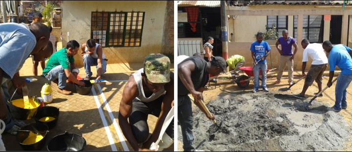 PERSONAS EN PROCESO DE REINTEGRACIÓN REALIZAN LIMPIEZA, ADECUACIÓN Y REMODELACIÓN DE ESPACIOS PÚBLICOS EN CALI. FOTO: ACR L CENTRO DE SERVICIOS CALI