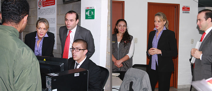 LA EMBAJADORA RECORRIÓ LAS INSTALACIONES DE LA AGENCIA COLOMBIANA PARA LA REINTEGRACIÓN EN EL SECTOR DE KENNEDY, EN BOGOTÁ. FOTO: ACR L COMUNICACIONES