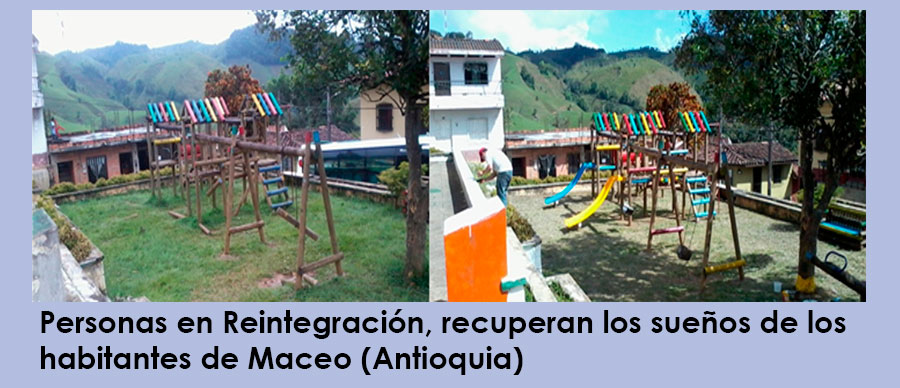 “RECUPERANDO LOS SUEÑOS EN LA PLAZOLETA DE LA PAZ DEL MUNICIPIO DE MACEO” UN NUEVO ESPACIO PARA LA FAMILIA EN MACEO. FOTO: ACR L PUERTO BERRÍO